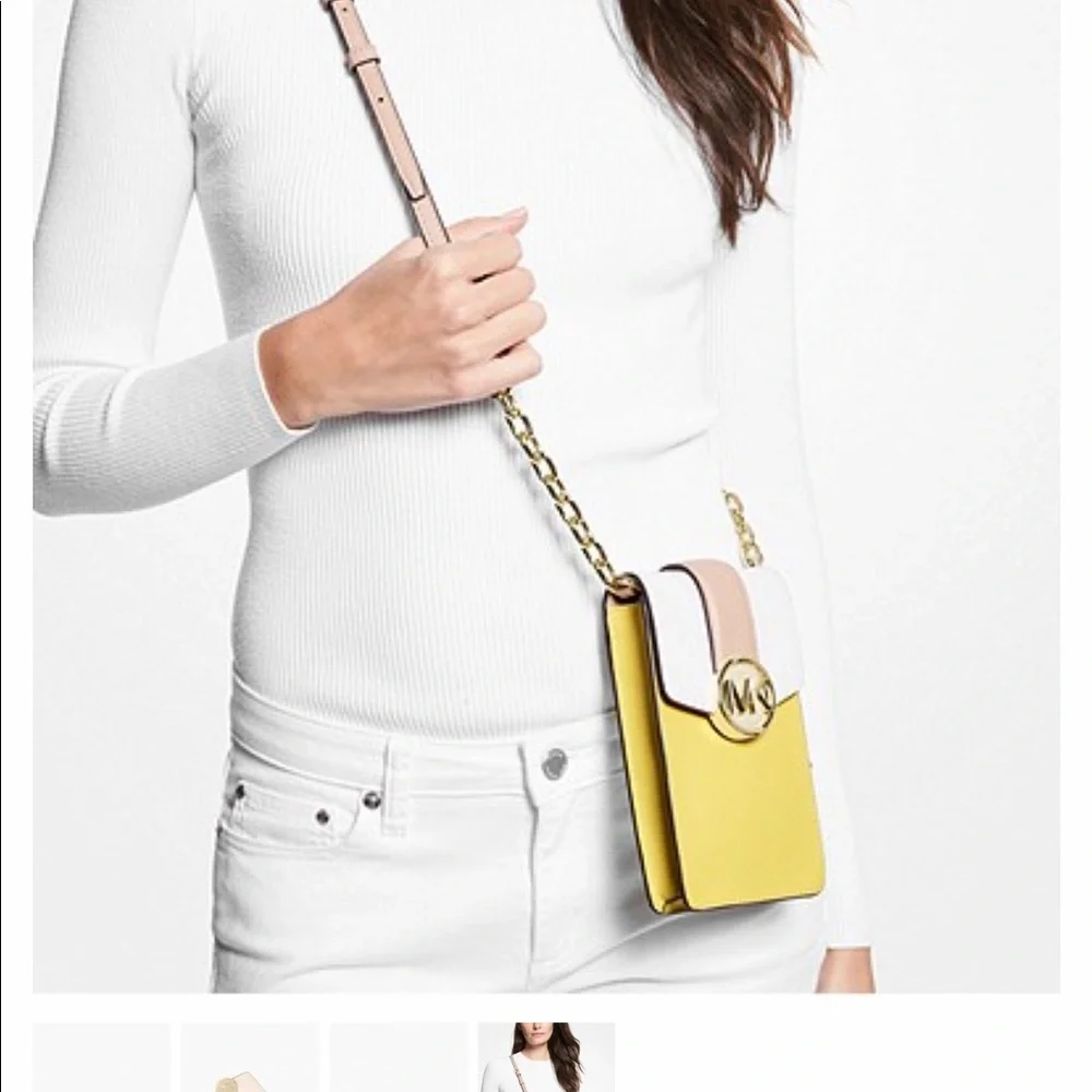 MICHAEL KORS Carmen Small Color-Block Faux Leather Phone Crossbody Bag